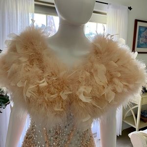 bebe feather capelet/shrug/bolero